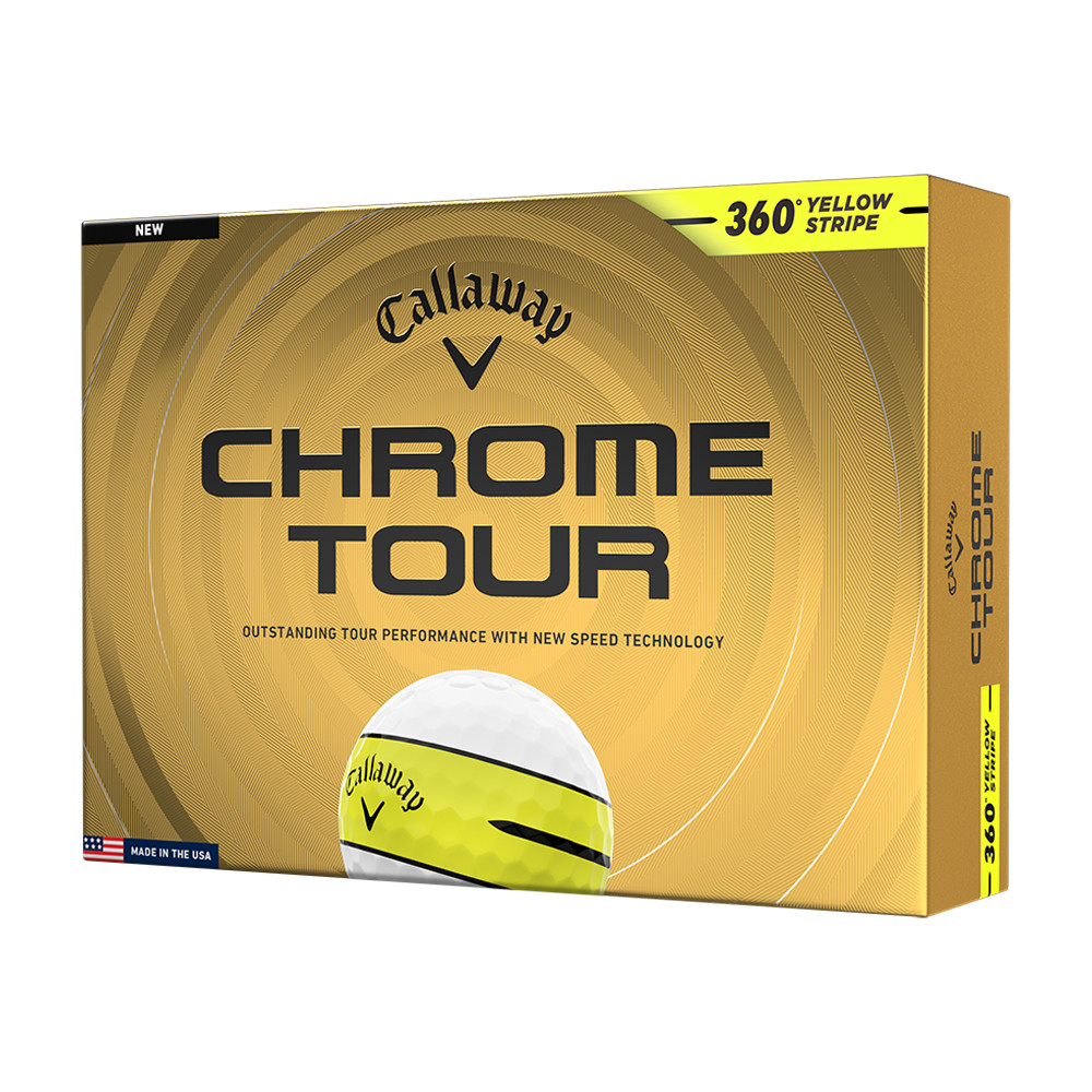 Callaway Chrome Tour 360 Yellow Stripe Golf Balls - Maple Hill Golf